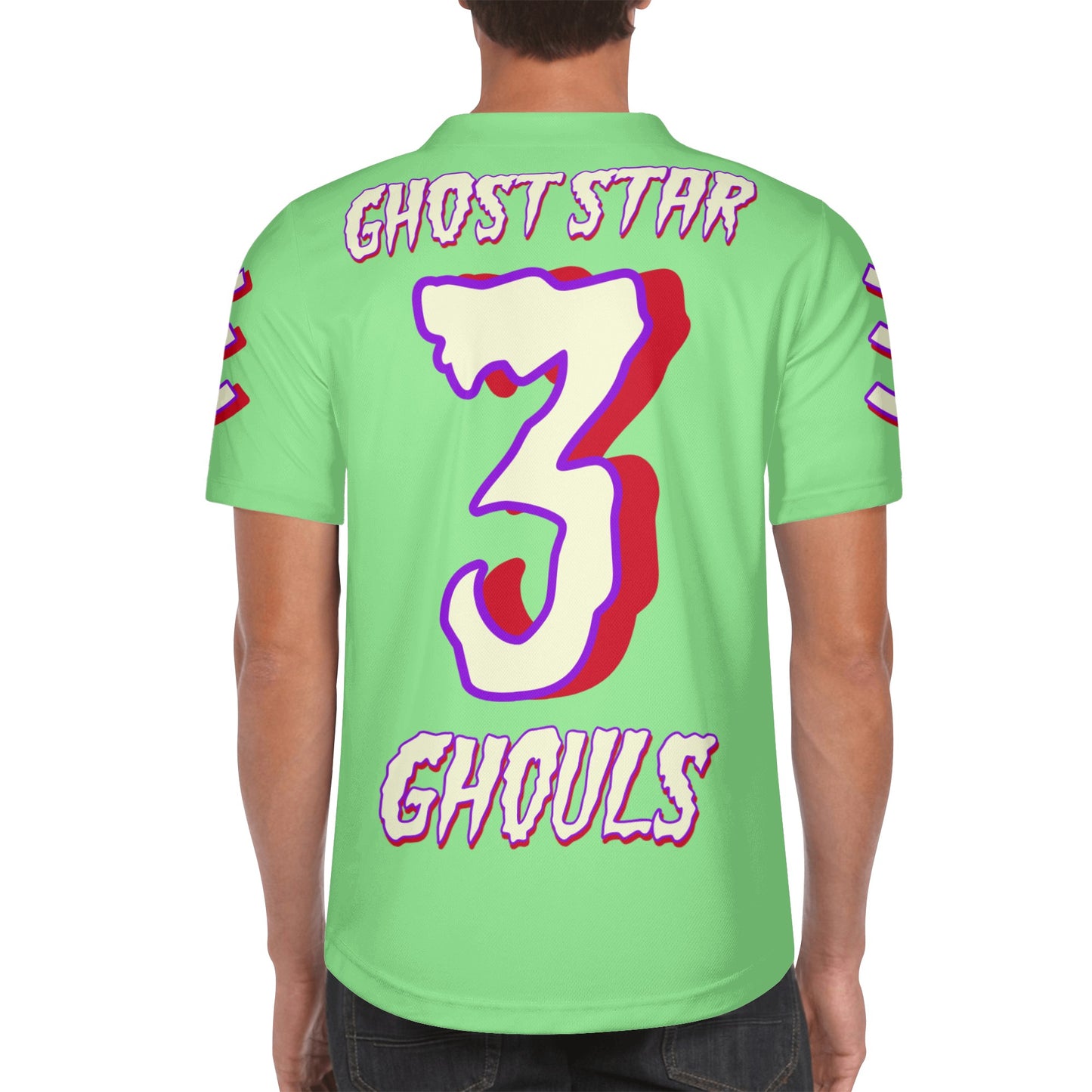 G.S.G Ghost Star Ghouls Mens Mint Green Short Sleeve Baseball Jersey