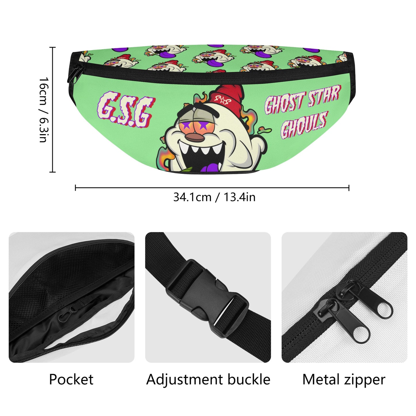 G.S.G Ghost Star Ghouls Mint Green Fanny Pack