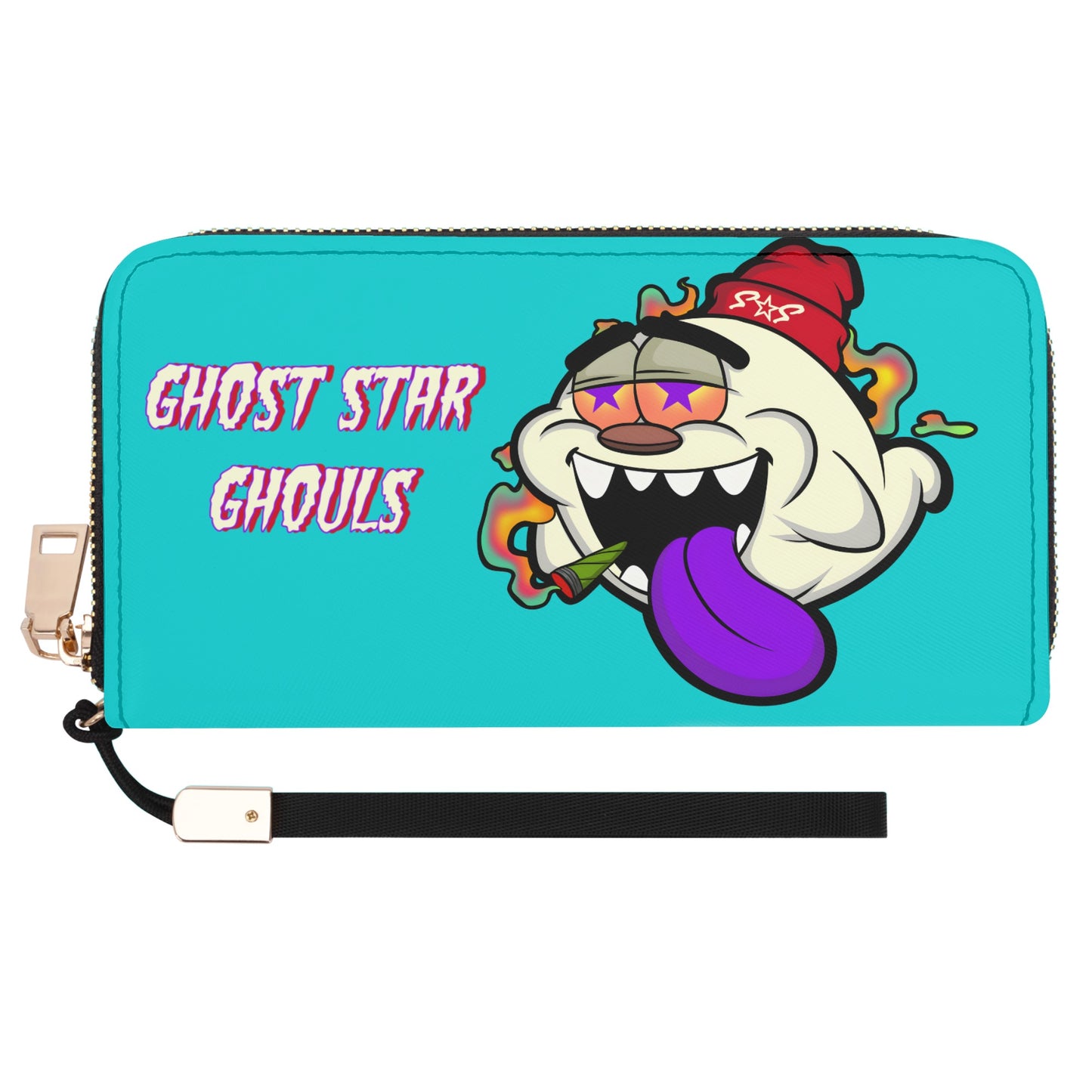 G.S.G Ghost Star Girl Turquoise Leather Zipper Wristlet Wallet