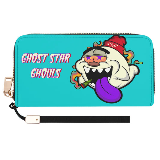 G.S.G Ghost Star Girl Turquoise Leather Zipper Wristlet Wallet