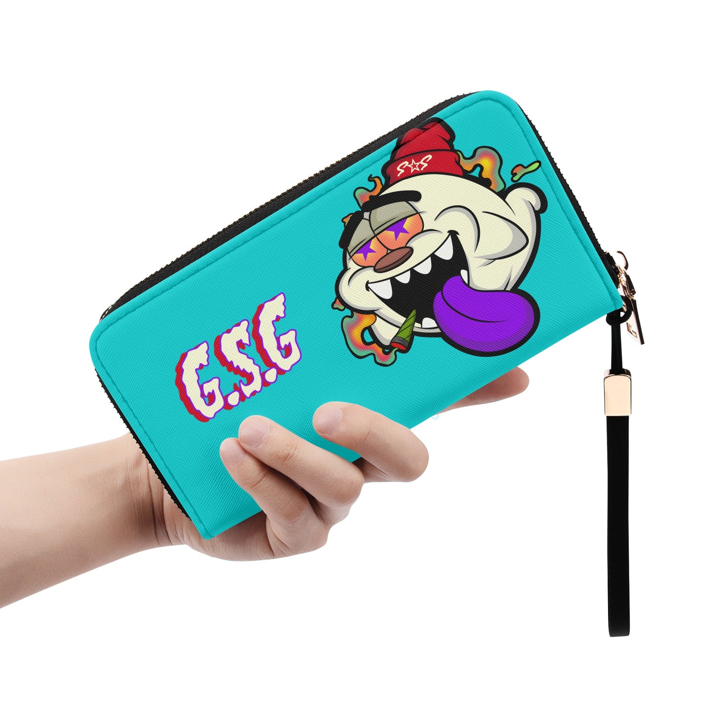 G.S.G Ghost Star Girl Turquoise Leather Zipper Wristlet Wallet