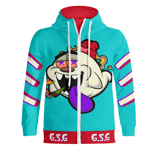 G.S.G Ghost Star Ghouls S.O.S Ghost Edition Turquoise Adult Full Zip Turtleneck Hoodie Streetwear