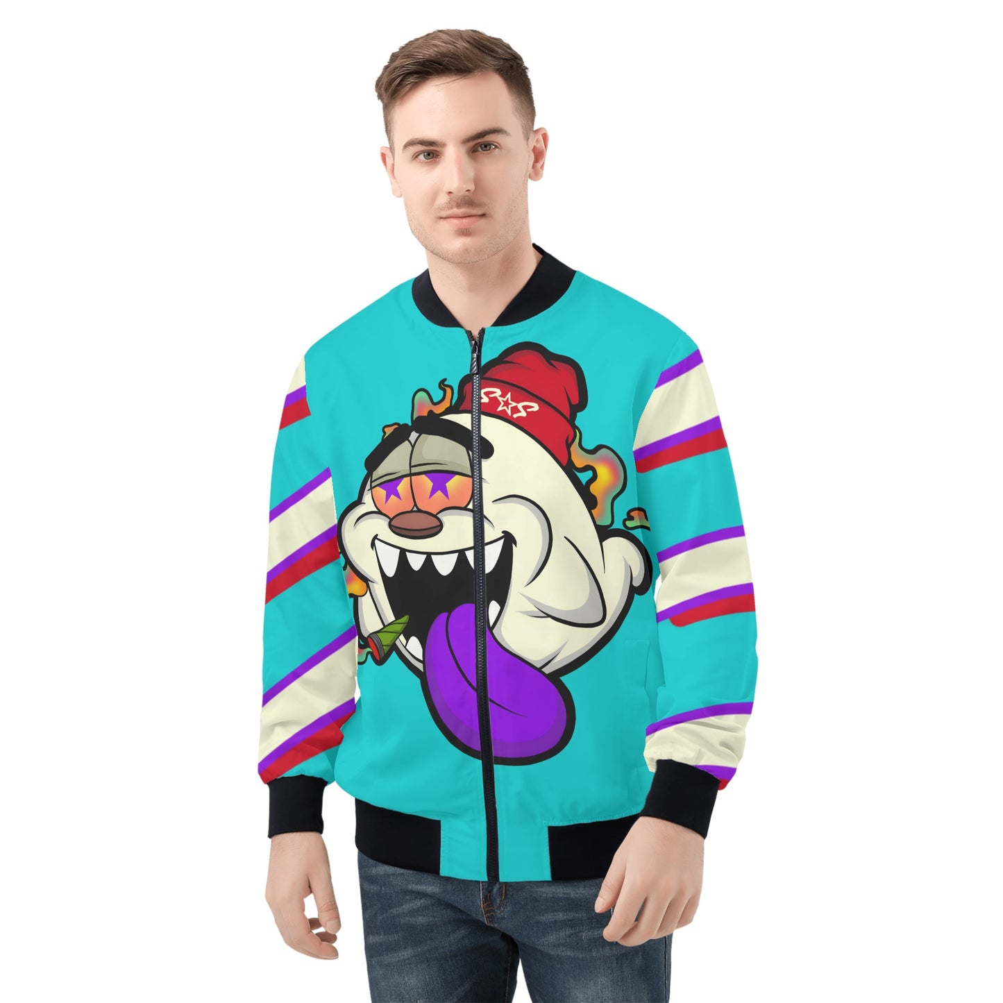 G.S.G Ghost Star Ghouls Mens Turquoise Zip Up Jacket