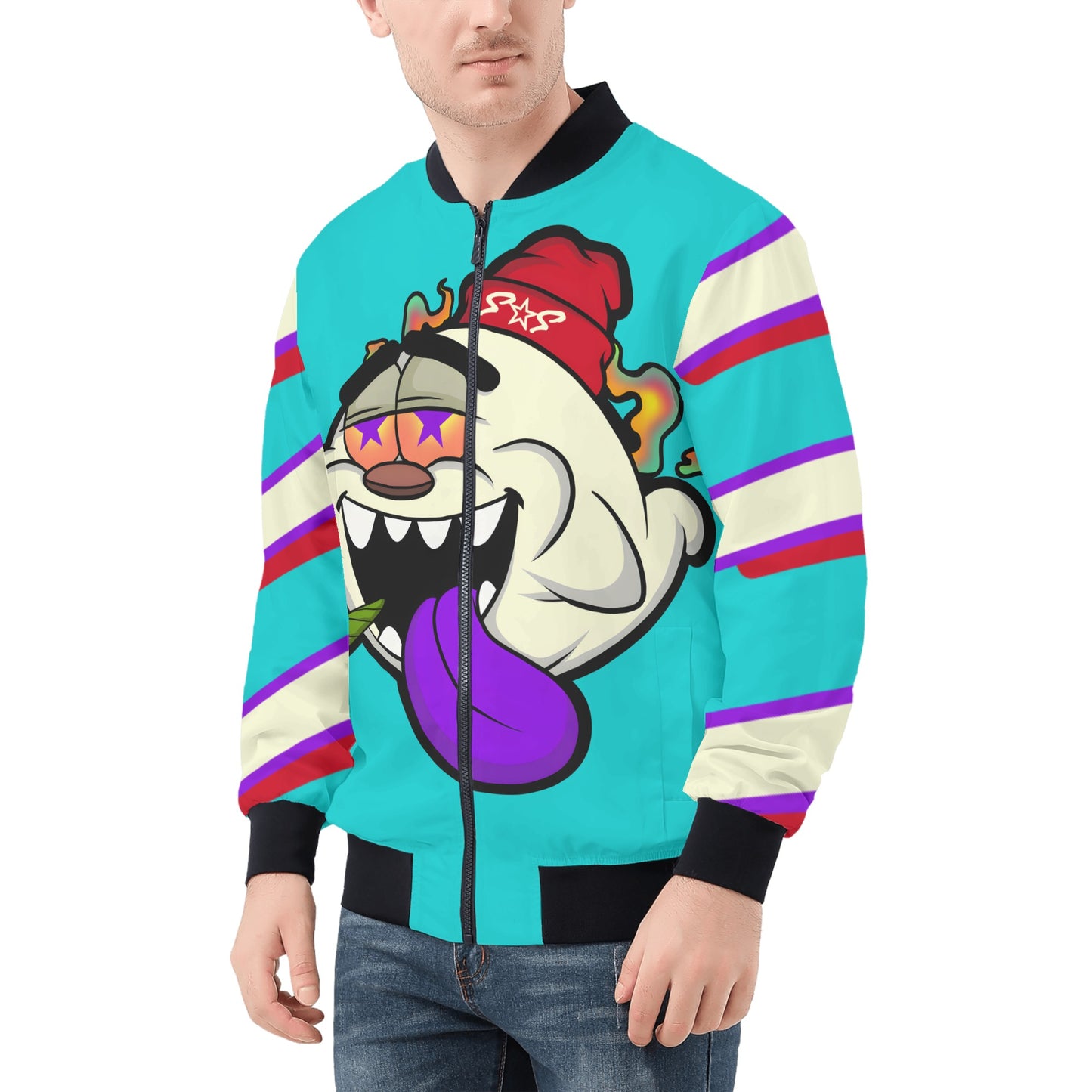 G.S.G Ghost Star Ghouls Mens Turquoise Zip Up Jacket