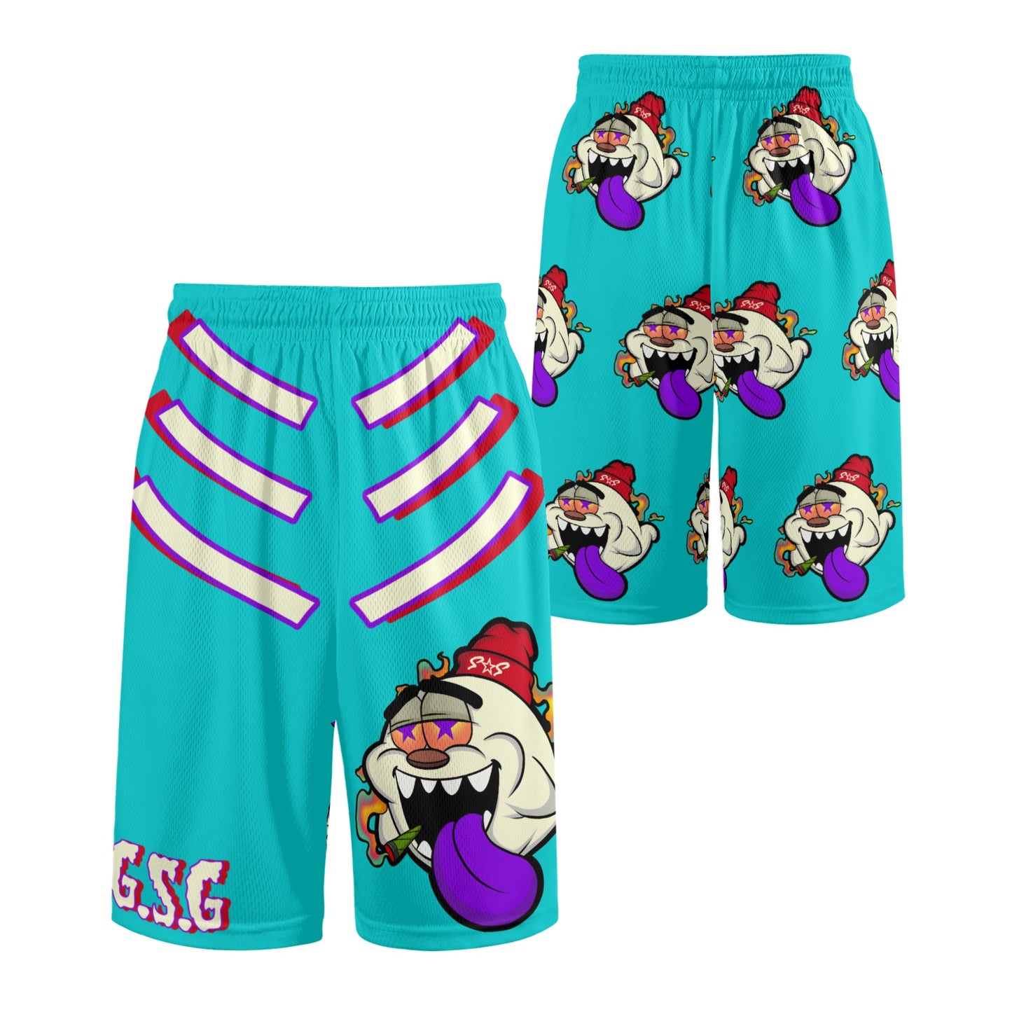 G.S.G Ghost Star Ghouls S.O.S Ghost Edition Mens Turquoise Basketball Shorts