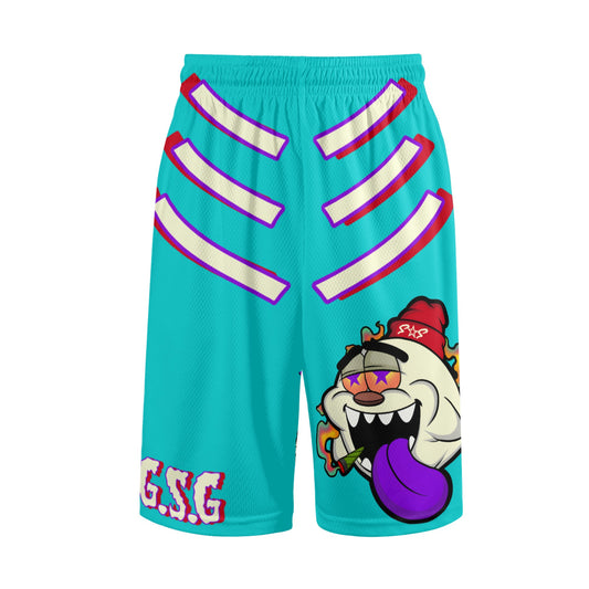 G.S.G Ghost Star Ghouls S.O.S Ghost Edition Mens Turquoise Basketball Shorts