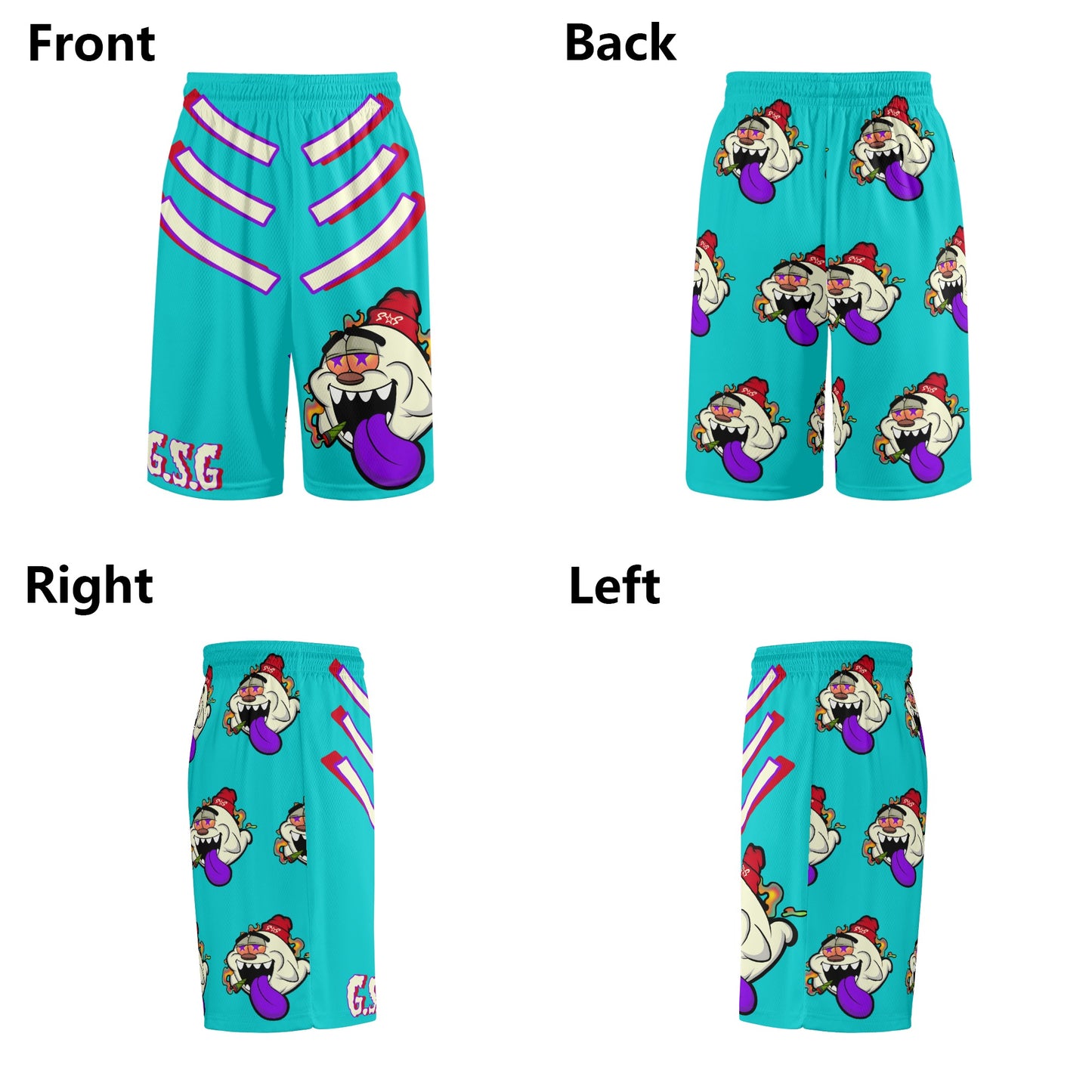 G.S.G Ghost Star Ghouls S.O.S Ghost Edition Mens Turquoise Basketball Shorts