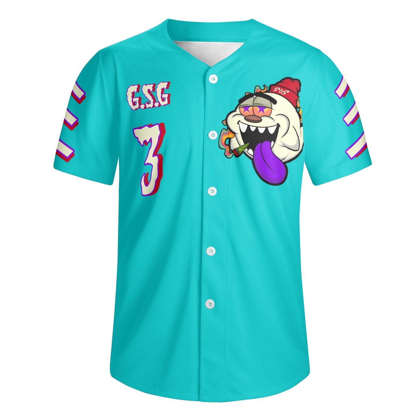 G.S.G Ghost Star Ghouls Mens Turquoise Short Sleeve Baseball Jersey