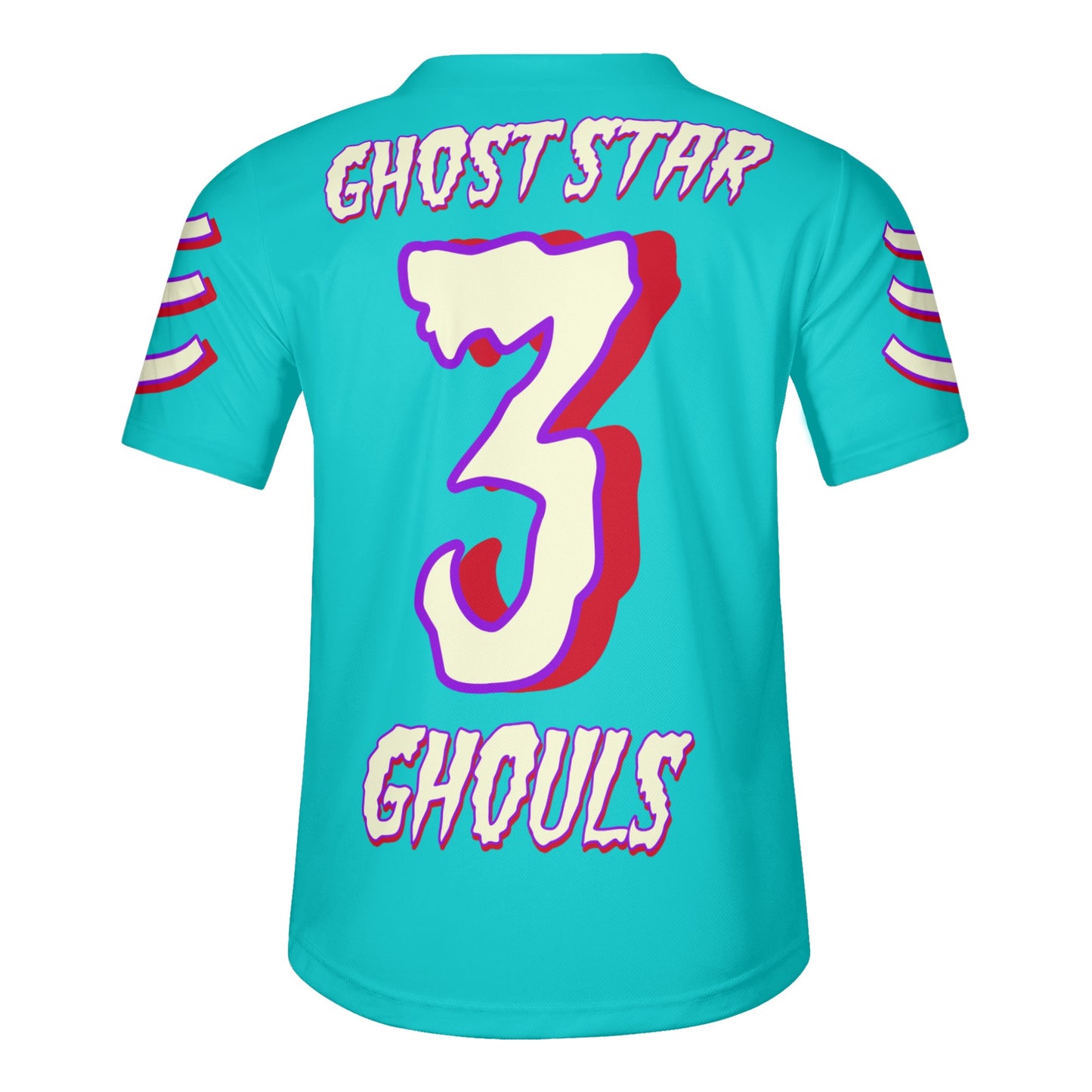 G.S.G Ghost Star Ghouls Mens Turquoise Short Sleeve Baseball Jersey