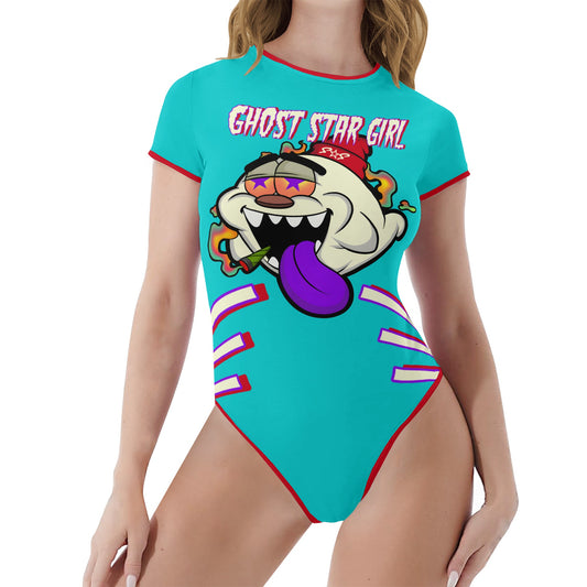 G.S.G Ghost Star Girl Turquoise/Maroon Edition Womens Soft Short Sleeve Bodysuit