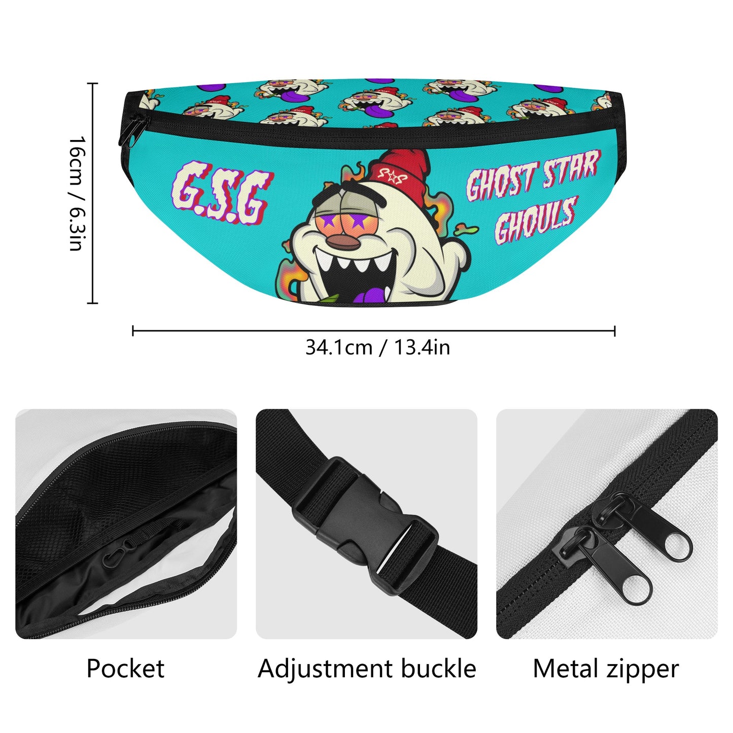 G.S.G Ghost Star Ghouls Turquoise Fanny Pack