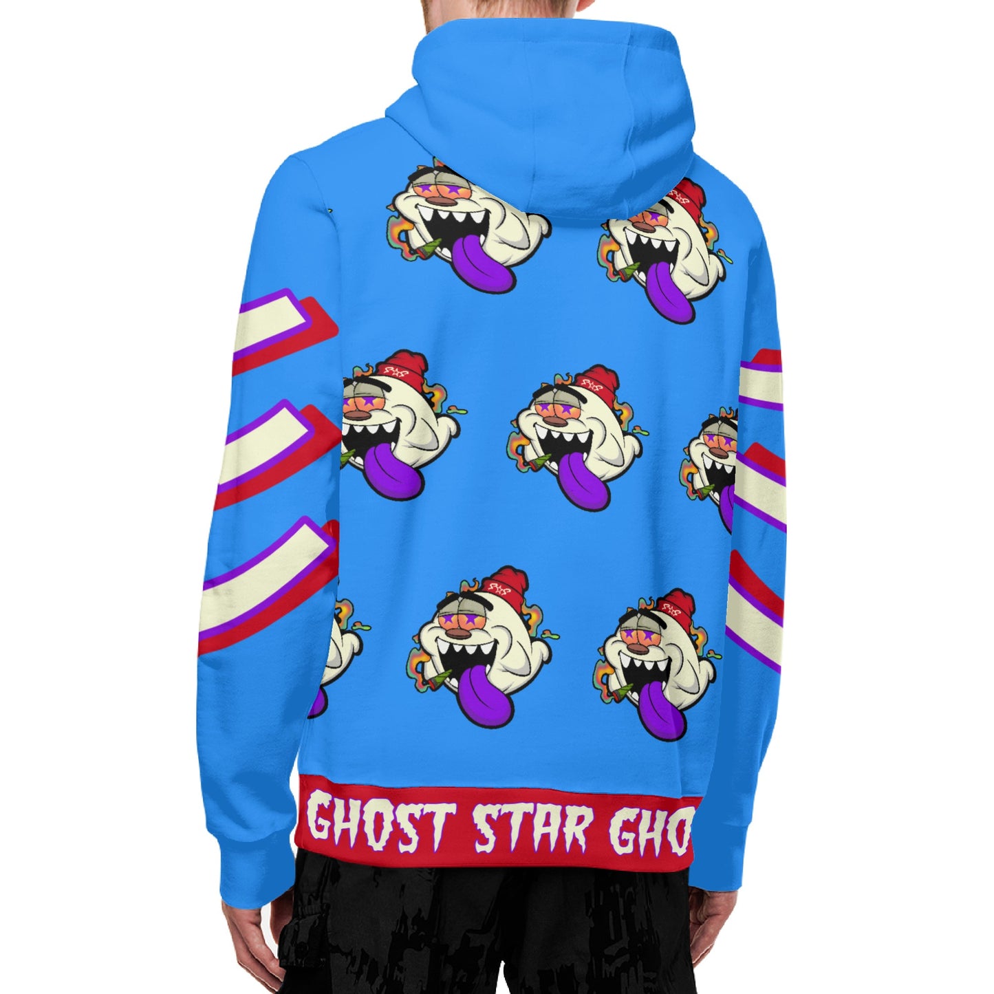 G.S.G Ghost Star Ghouls S.O.S Ghost Edition Blue Adult Full Zip Turtleneck Hoodie Streetwear