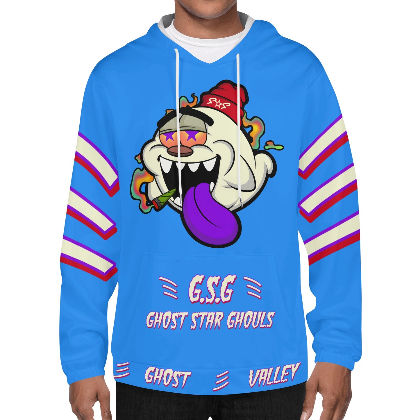 G.S.G Ghost Star Ghouls Mens Blue Lightweight Hoodie