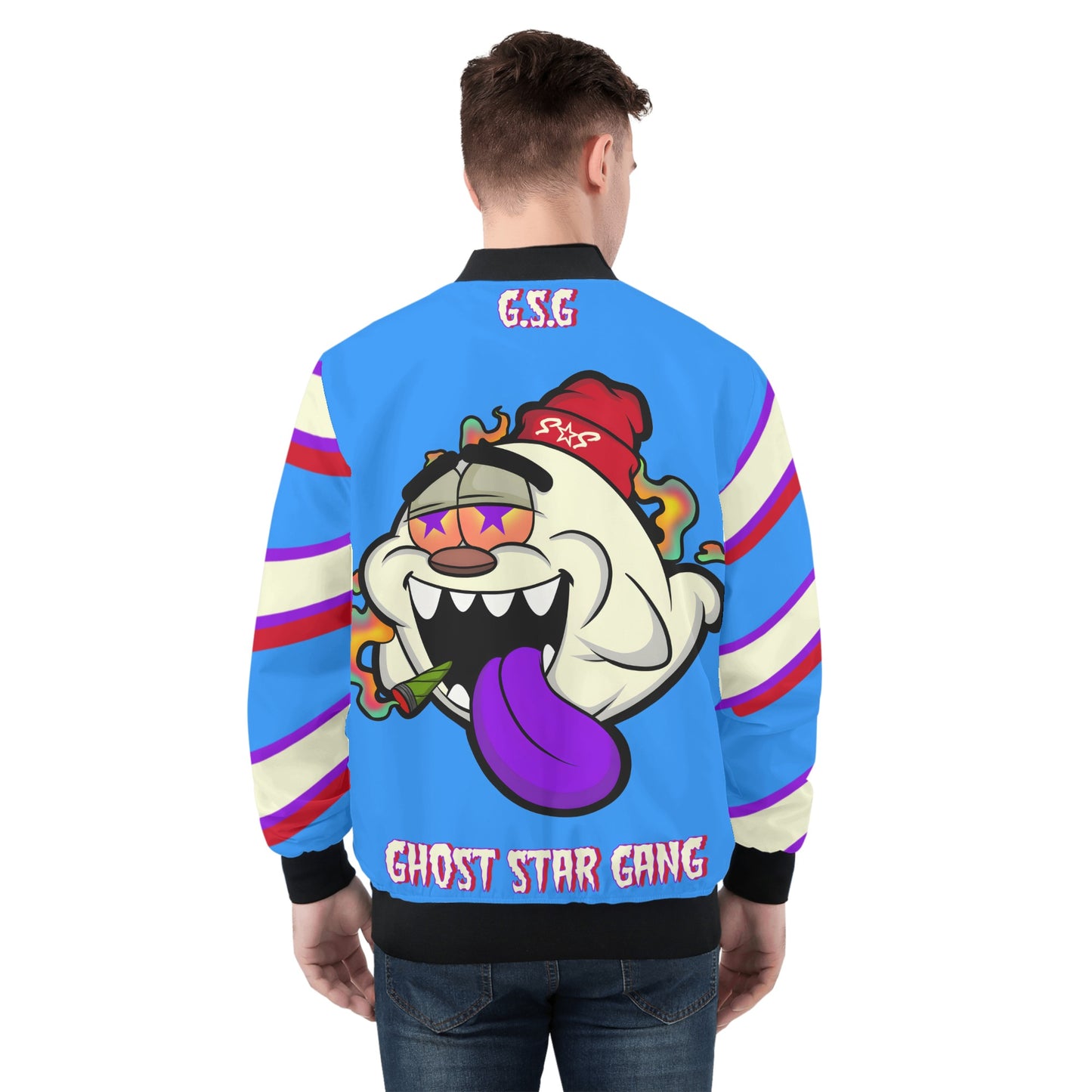 G.S.G Ghost Star Ghouls Mens Blue Zip Up Jacket