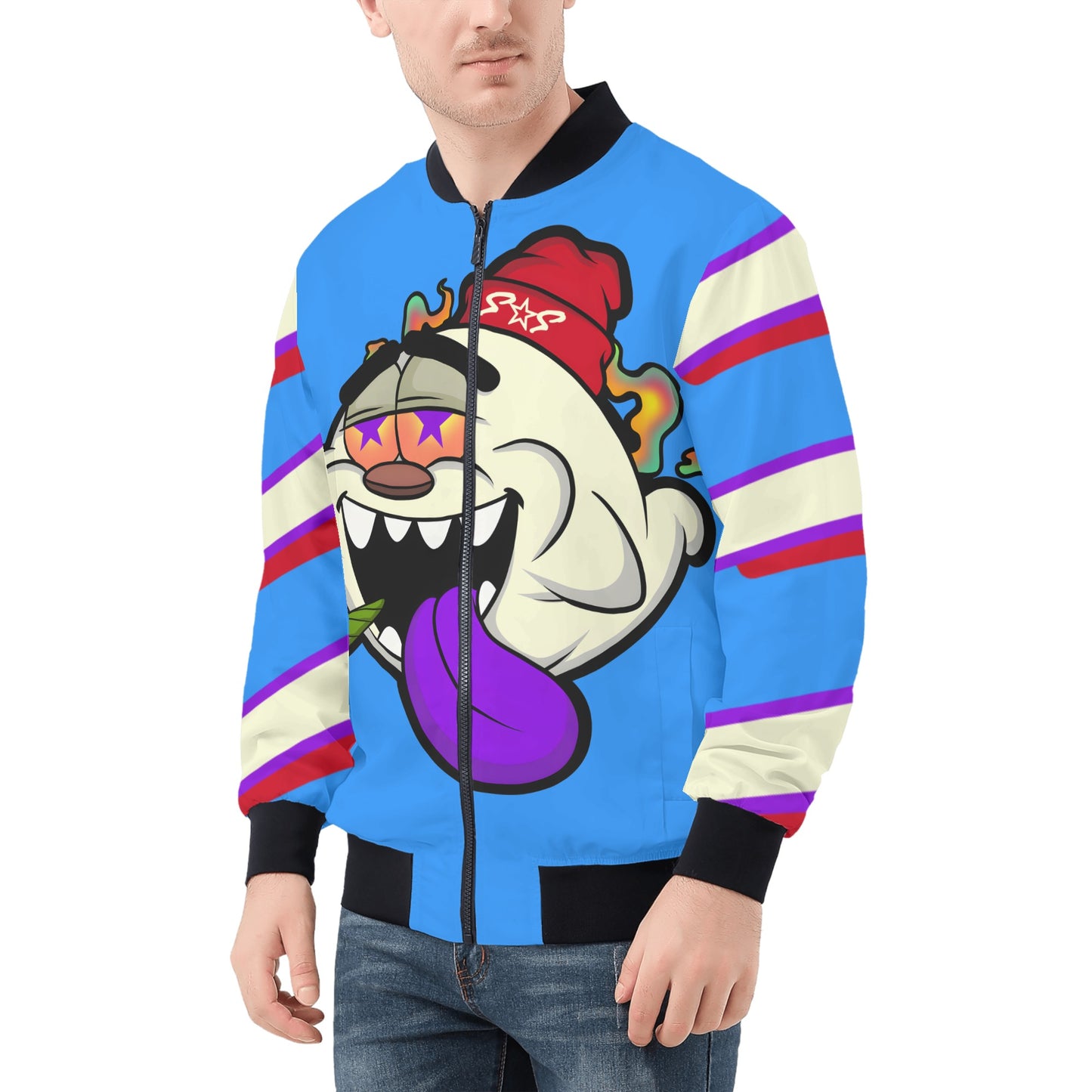 G.S.G Ghost Star Ghouls Mens Blue Zip Up Jacket