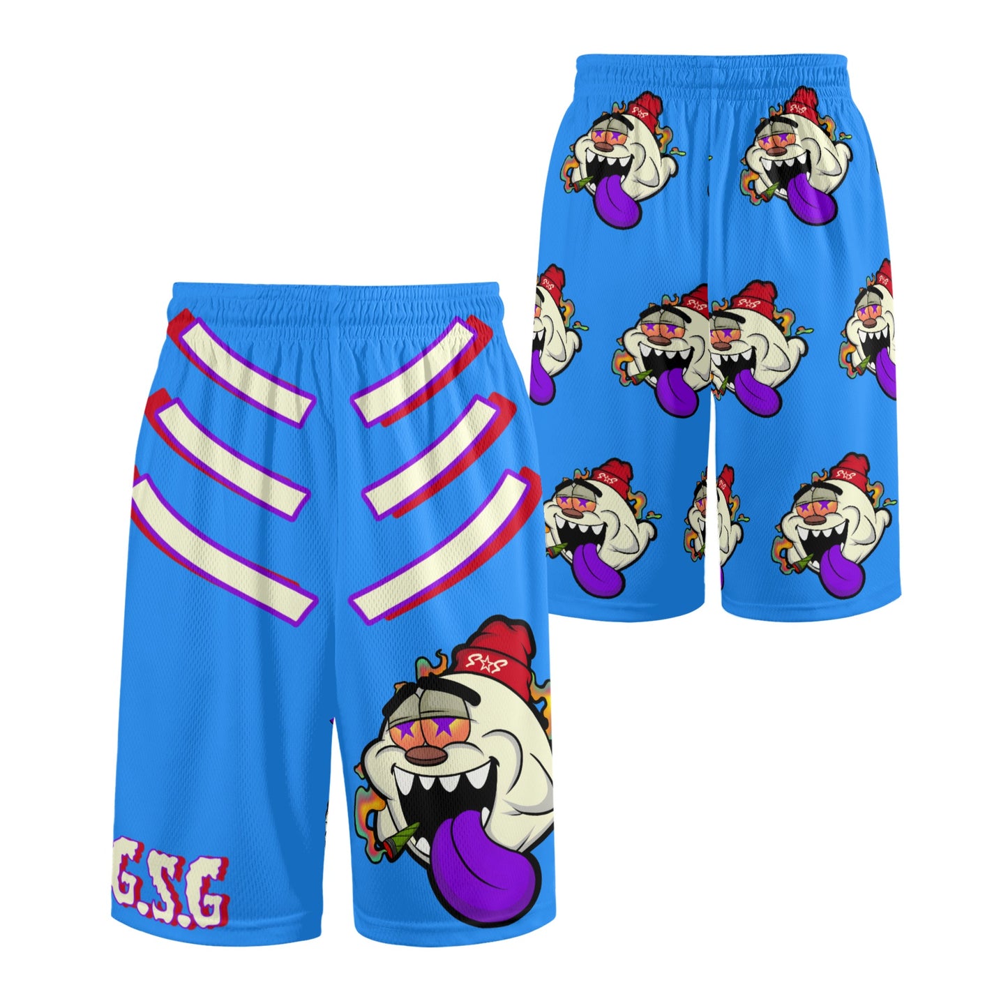 G.S.G Ghost Star Ghouls S.O.S Ghost Edition Mens Blue Basketball Shorts