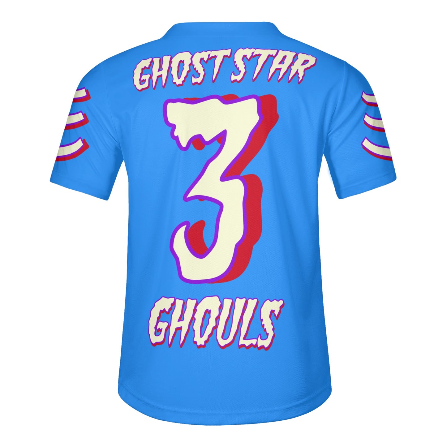 G.S.G Ghost Star Ghouls Mens Blue Short Sleeve Baseball Jersey