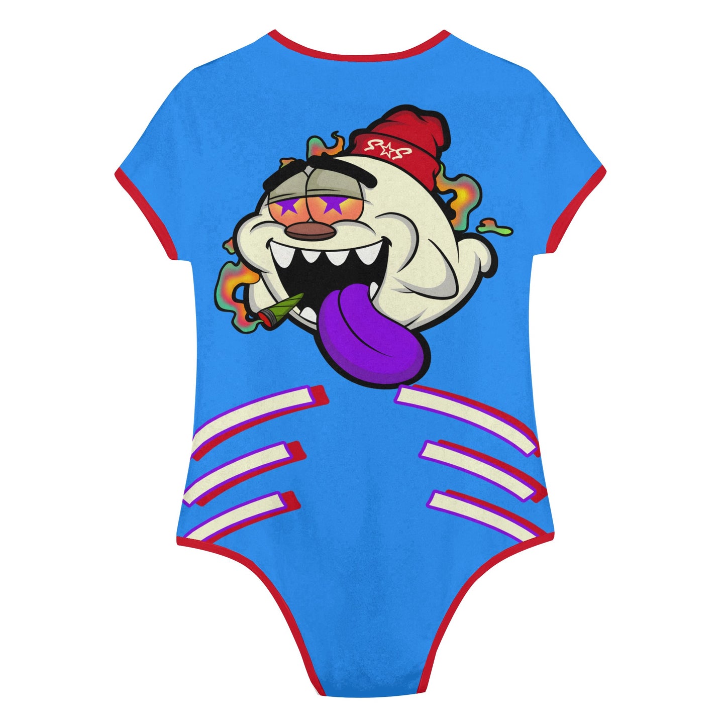 G.S.G Ghost Star Girl Blue/Maroon Edition Womens Soft Short Sleeve Bodysuit