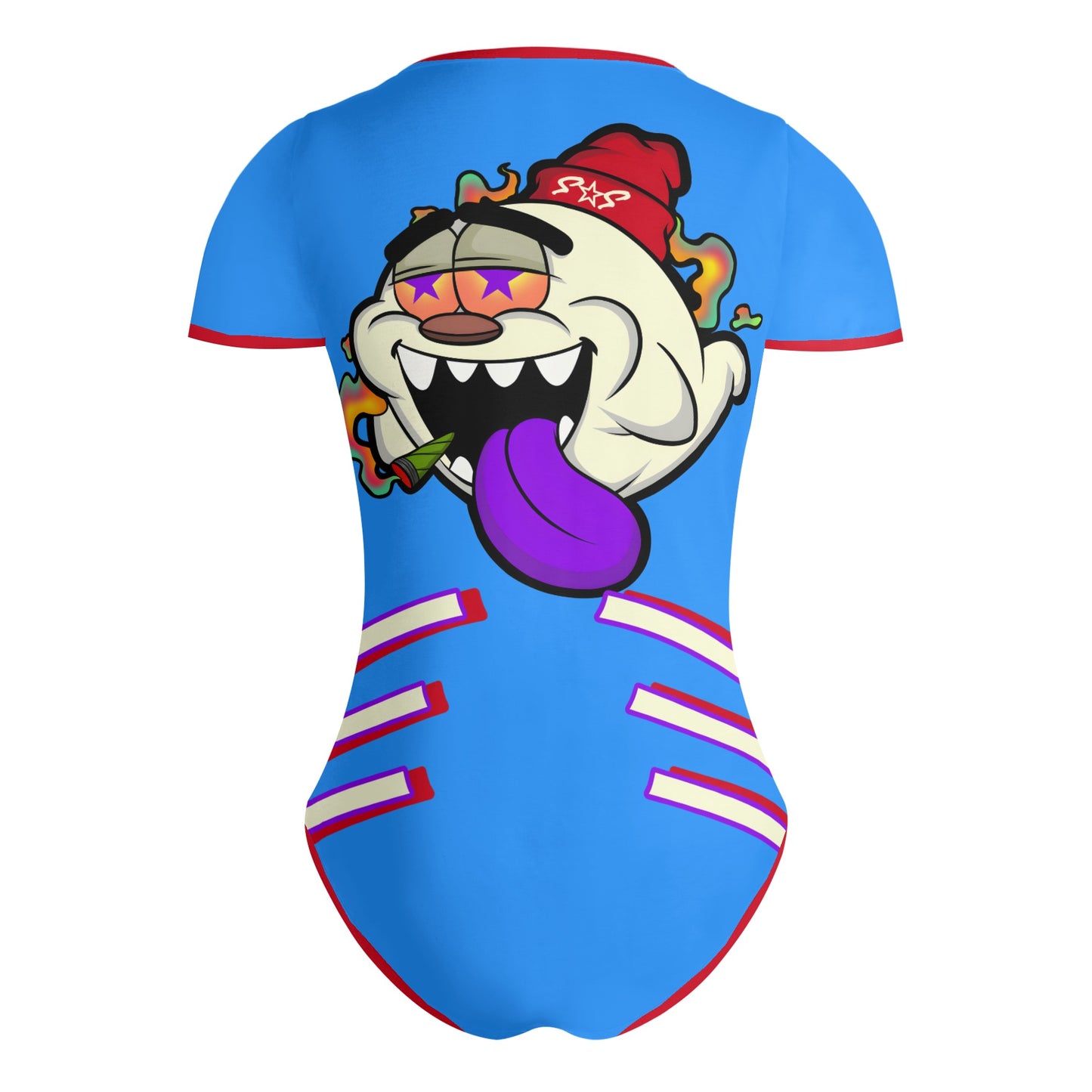 G.S.G Ghost Star Girl Blue/Maroon Edition Womens Soft Short Sleeve Bodysuit