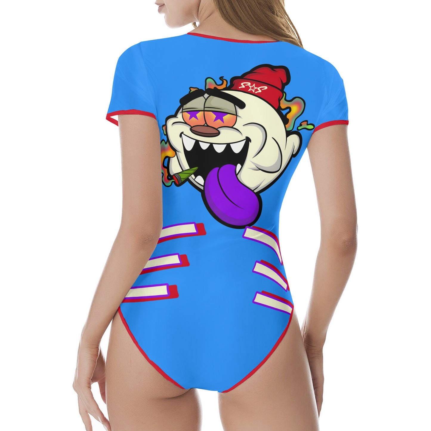 G.S.G Ghost Star Girl Blue/Maroon Edition Womens Soft Short Sleeve Bodysuit