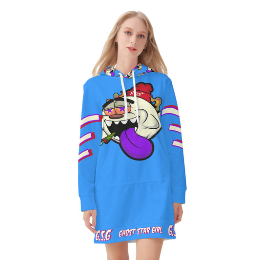 G.S.G Ghost Stat Girl Womens Blue Hoodie Dress