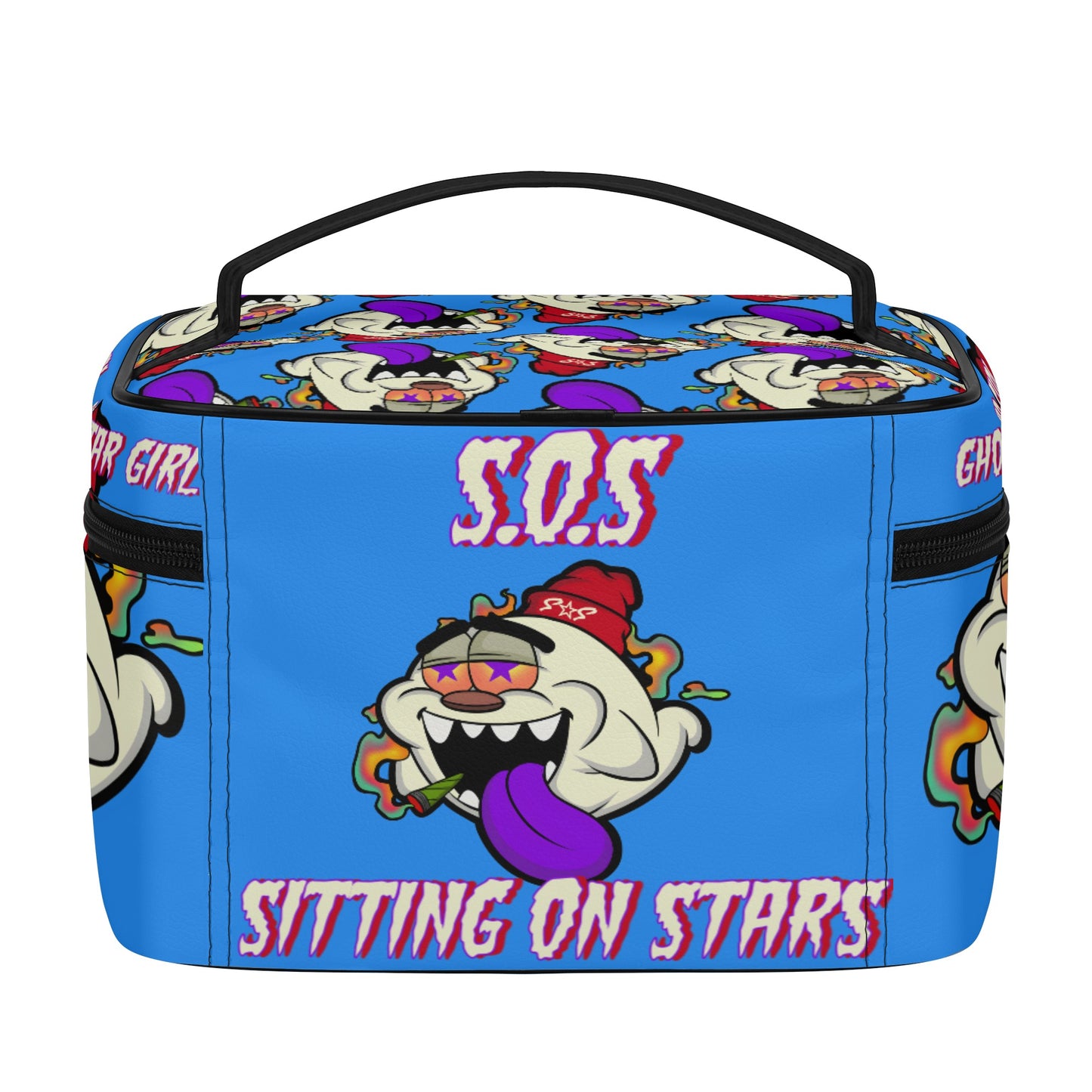 G.S.G Ghost Star Girl Blue Leather Cosmetic Bag