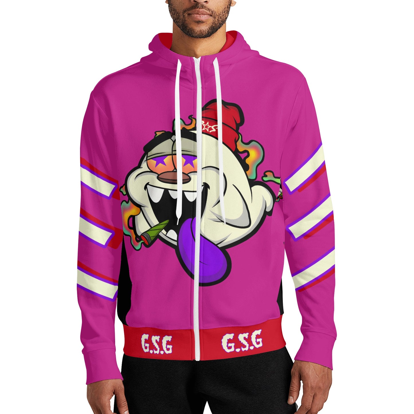 G.S.G Ghost Star Ghouls S.O.S Ghost Edition Purple Adult Full Zip Turtleneck Hoodie Streetwear