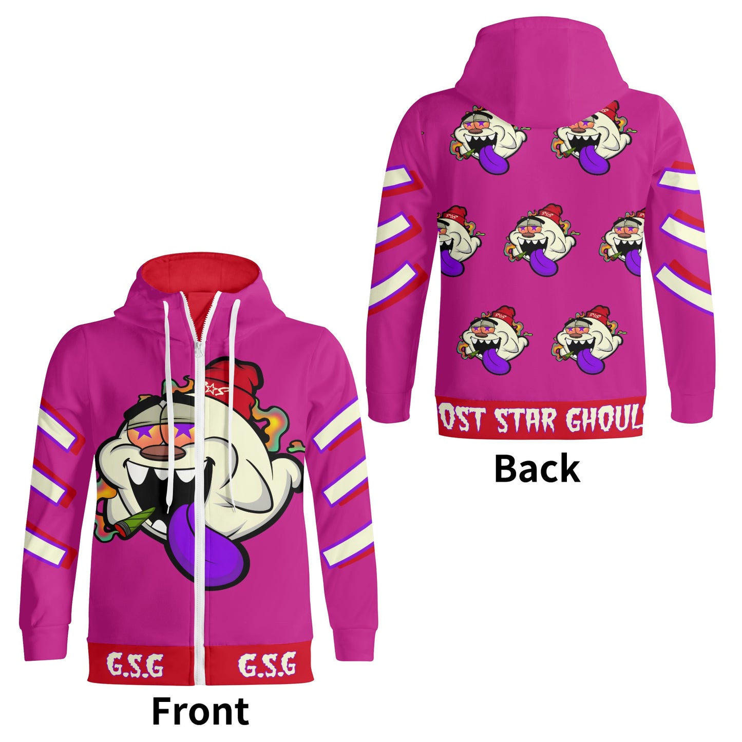 G.S.G Ghost Star Ghouls S.O.S Ghost Edition Purple Adult Full Zip Turtleneck Hoodie Streetwear