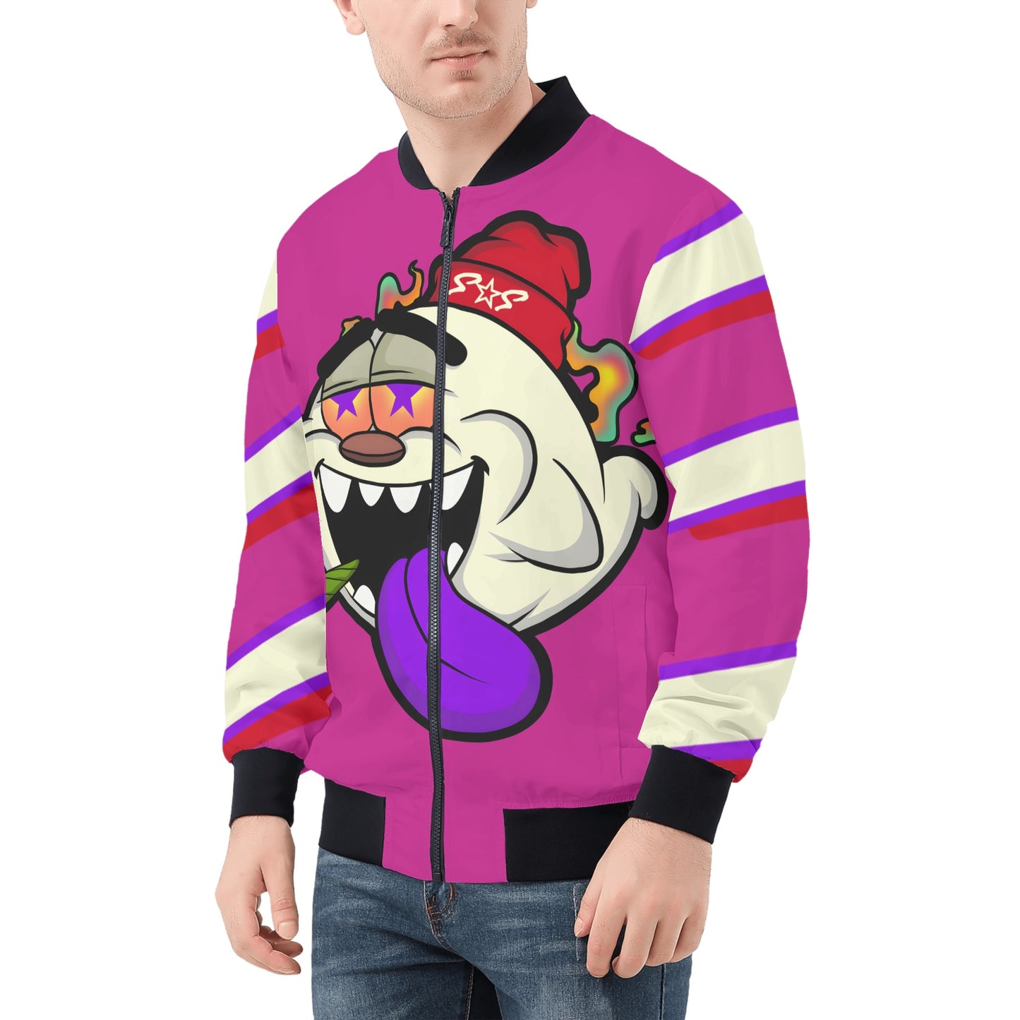 G.S.G Ghost Star Ghouls Mens Purple Zip Up Jacket