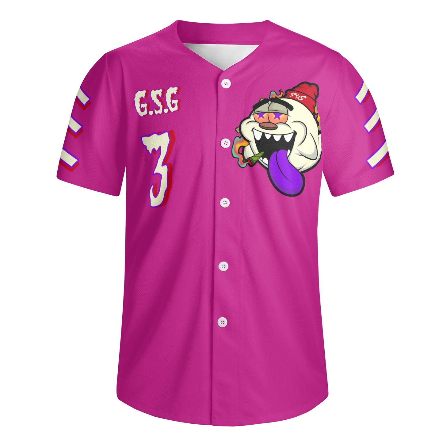 G.S.G Ghost Star Ghouls Mens Purple Short Sleeve Baseball Jersey