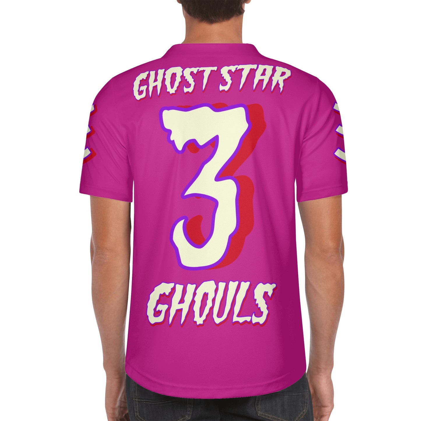 G.S.G Ghost Star Ghouls Mens Purple Short Sleeve Baseball Jersey