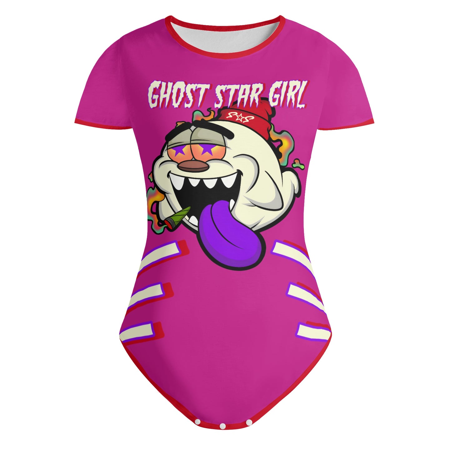 G.S.G Ghost Star Girl S.O.S Ghost Edition Womens  Purple Soft Short Sleeve Bodysuit