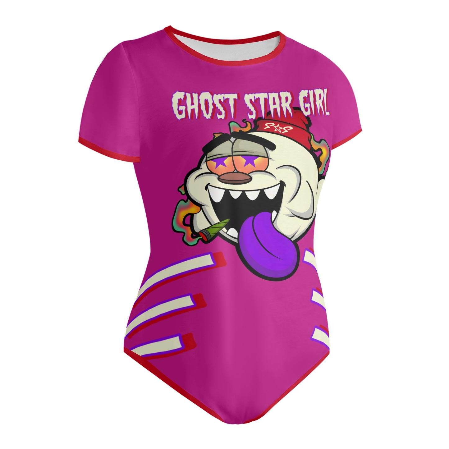 G.S.G Ghost Star Girl S.O.S Ghost Edition Womens  Purple Soft Short Sleeve Bodysuit