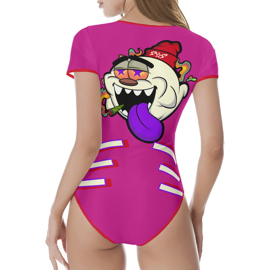 G.S.G Ghost Star Girl S.O.S Ghost Edition Womens  Purple Soft Short Sleeve Bodysuit