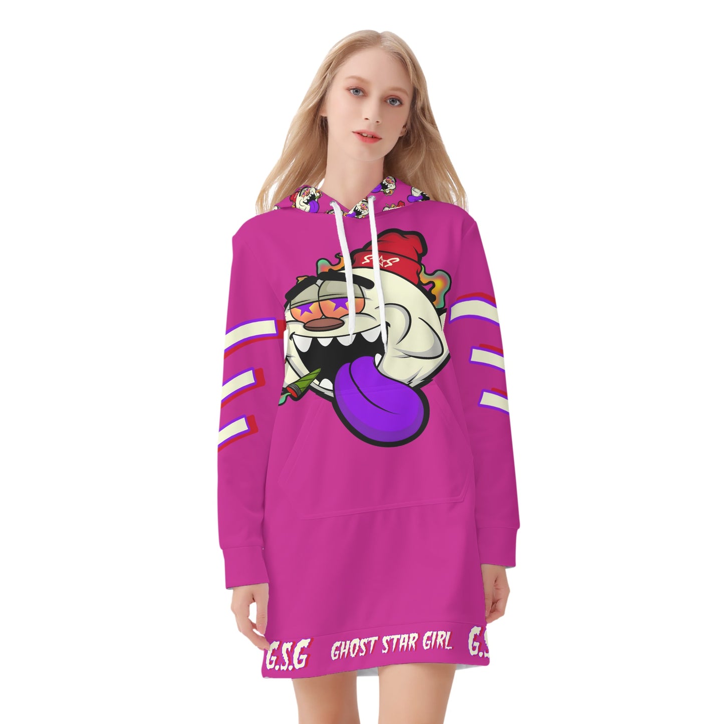 G.S.G Ghost Stat Girl Womens Purple Hoodie Dress