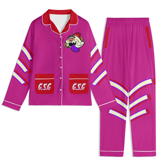 G.S.G Ghost Star Ghouls Unisex Purple/Maroon Long Sleeve Adult Nightwear Pajama Set