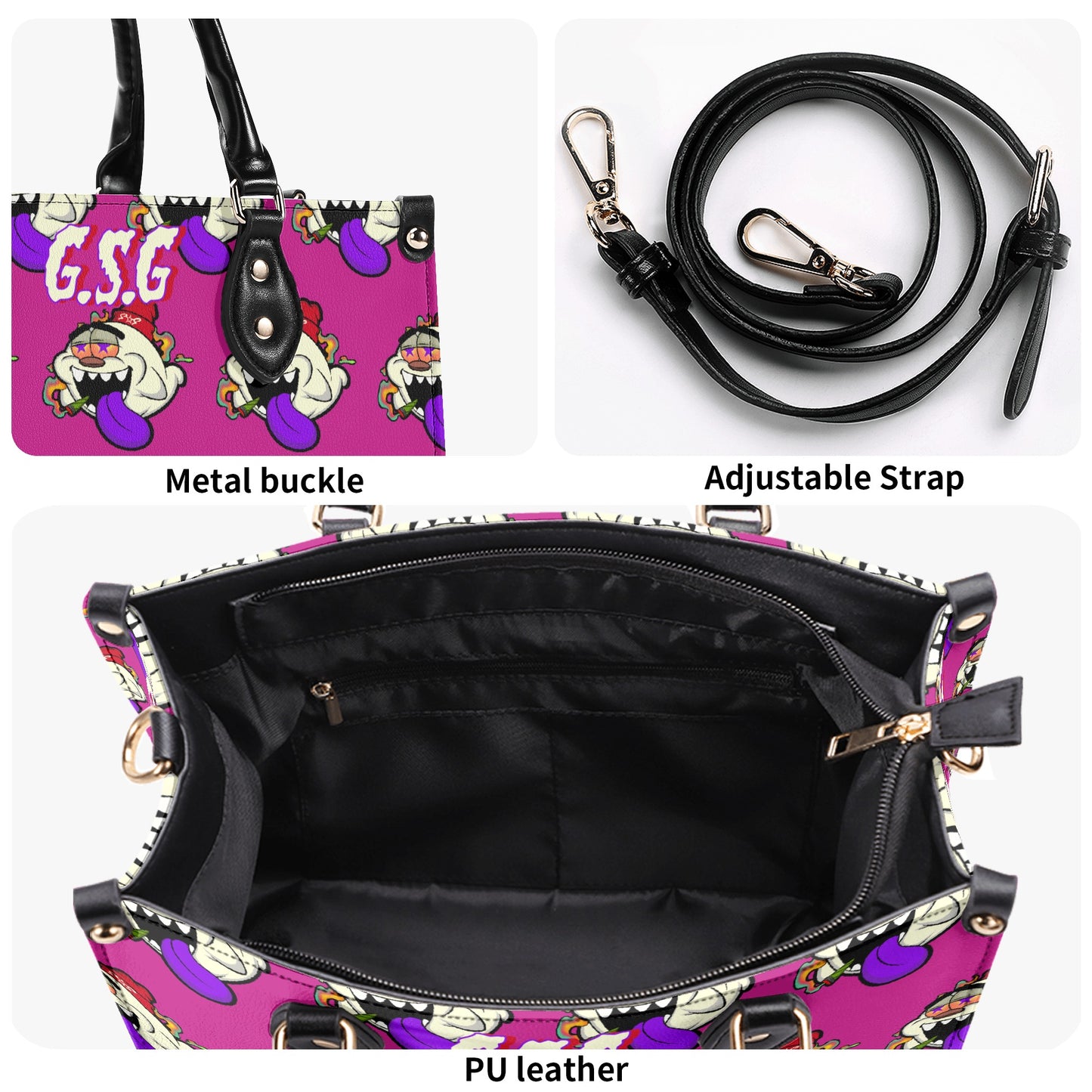 G.S.G Ghost Star Girl S.O.S Ghost Edition Purple Luxury Womens Leather Handbag