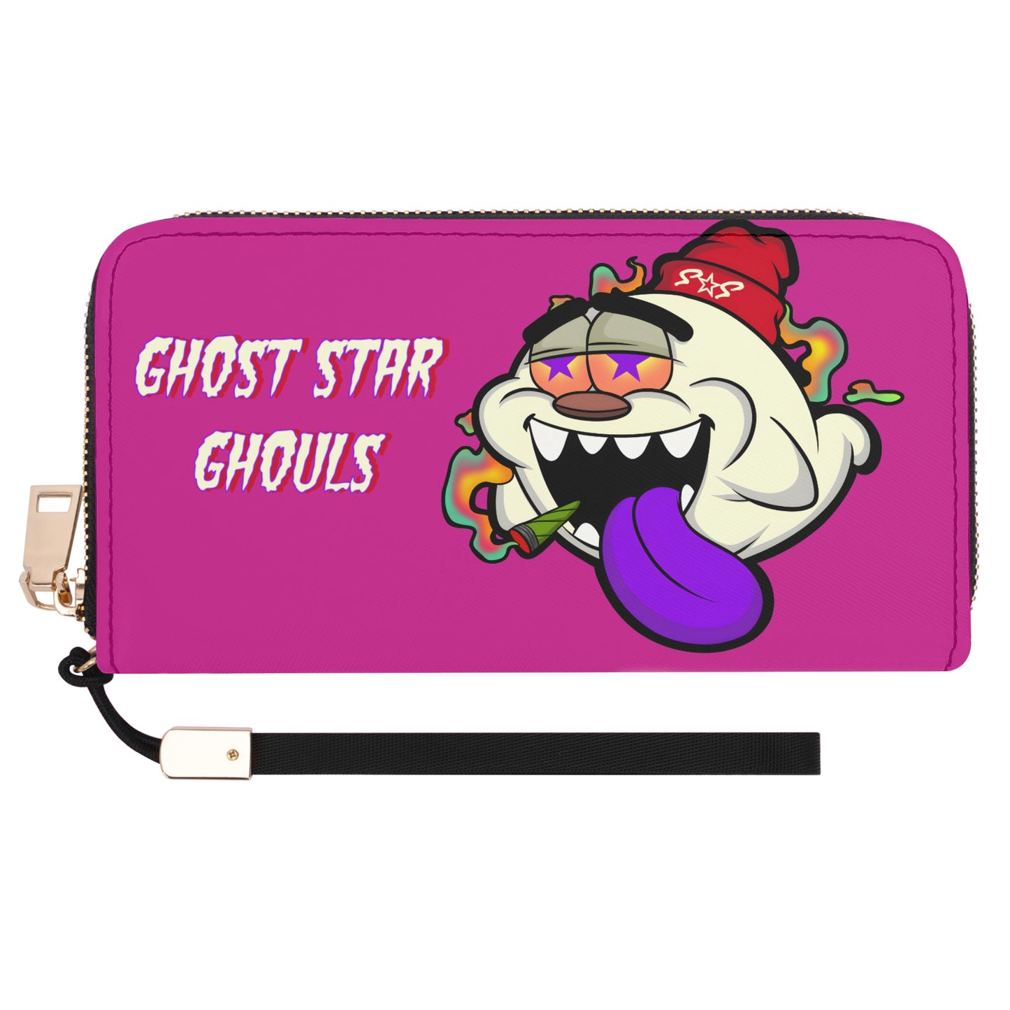 G.S.G Ghost Star Girl Purple Leather Zipper Wristlet Wallet