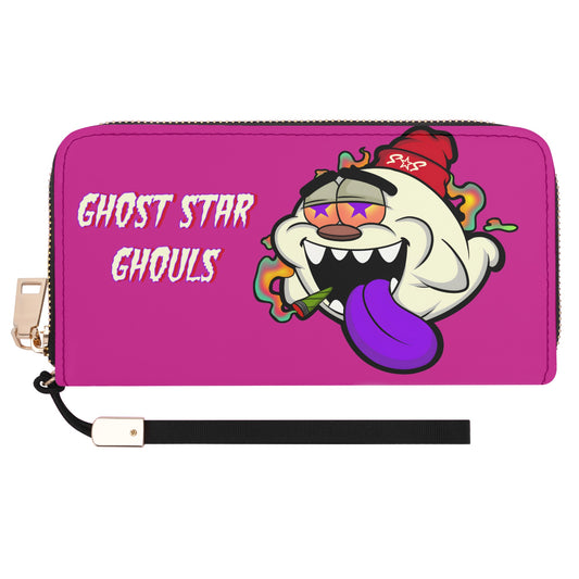 G.S.G Ghost Star Girl Purple Leather Zipper Wristlet Wallet