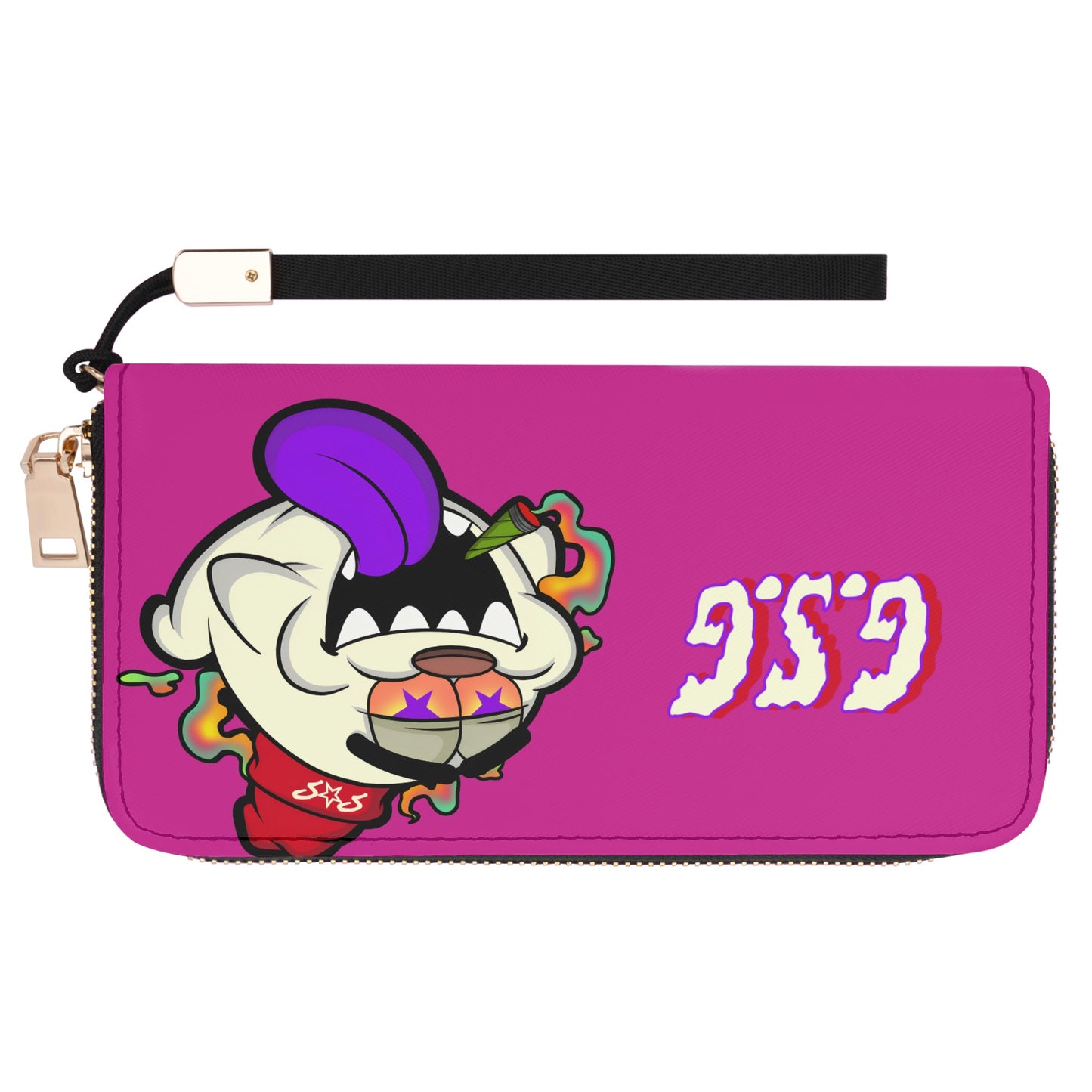 G.S.G Ghost Star Girl Purple Leather Zipper Wristlet Wallet