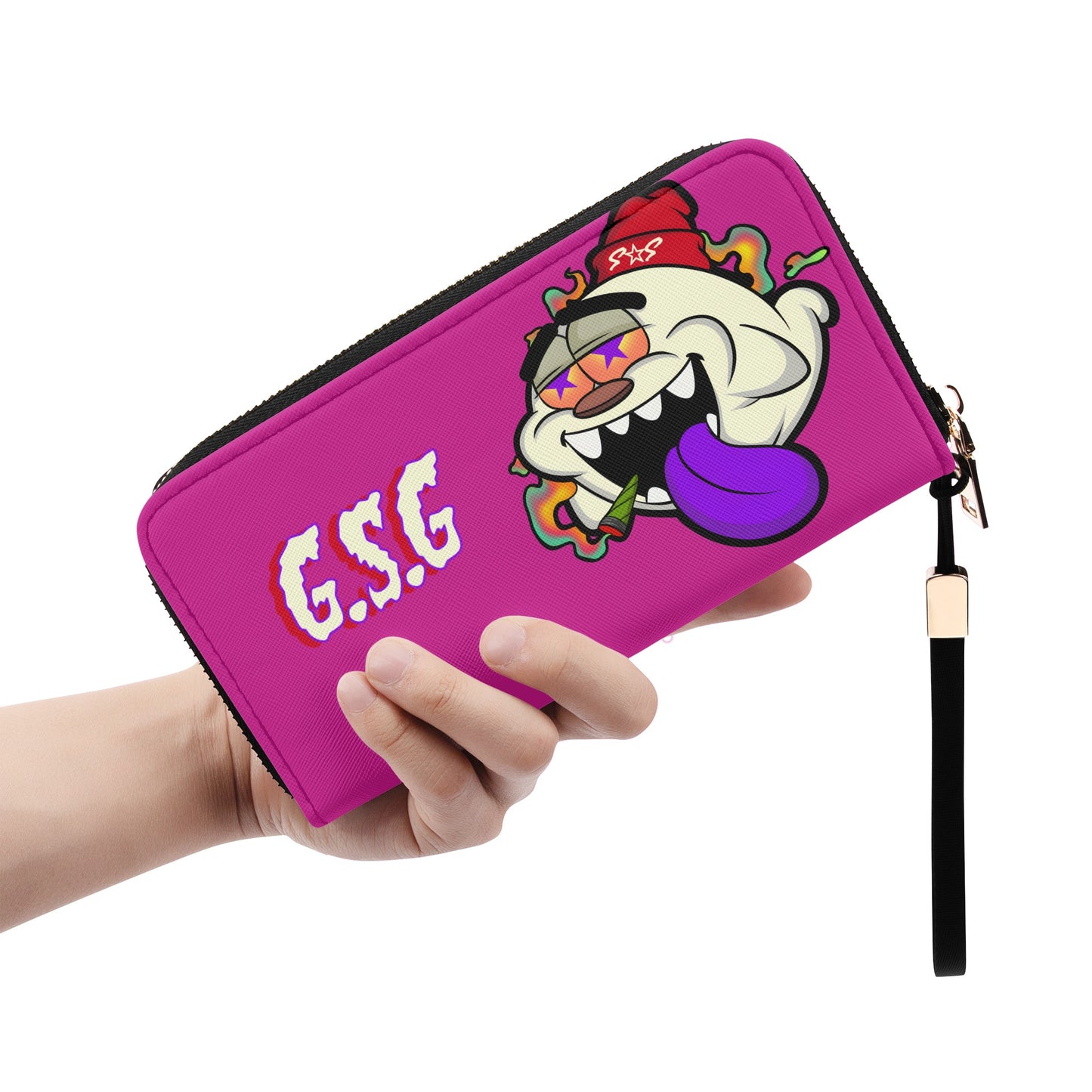 G.S.G Ghost Star Girl Purple Leather Zipper Wristlet Wallet