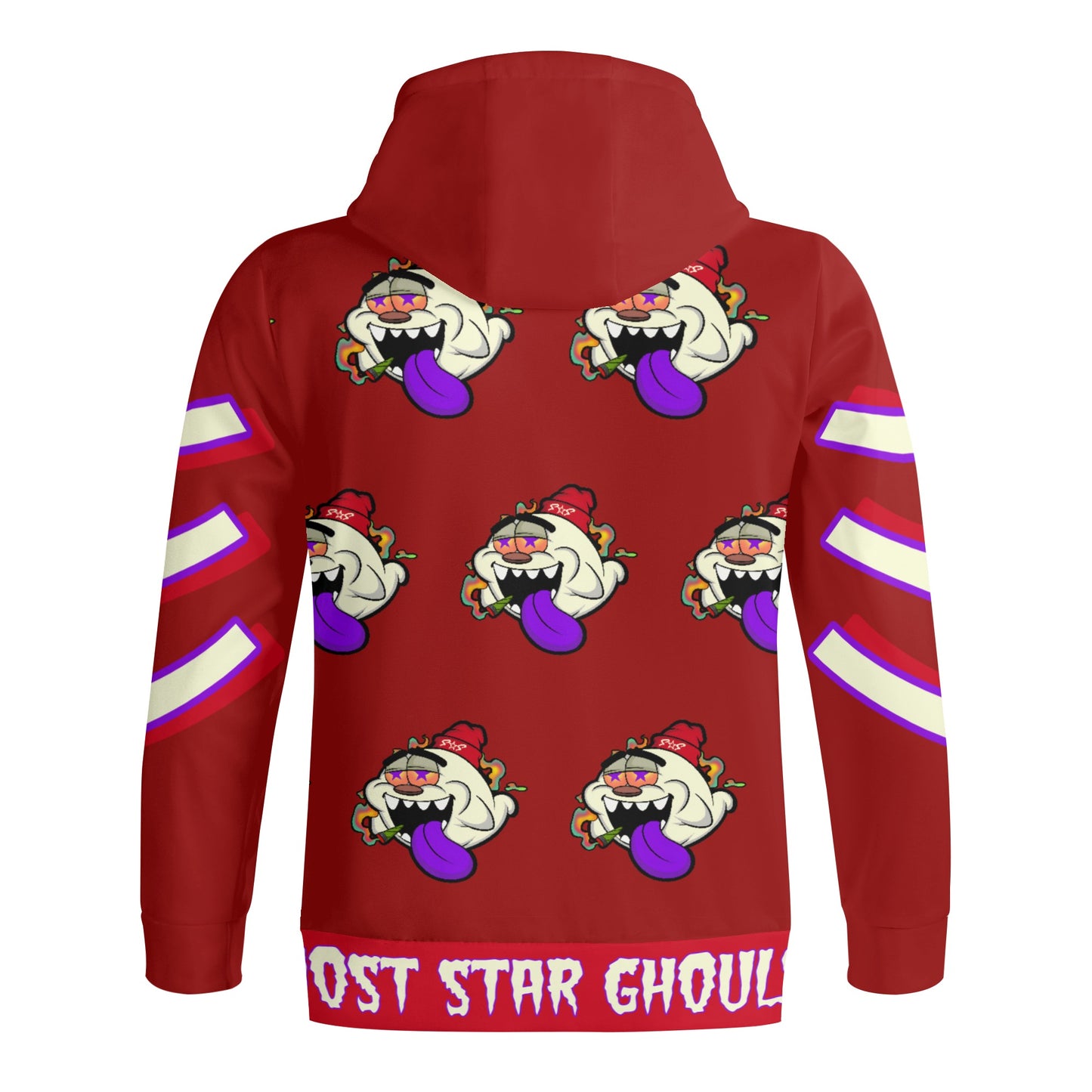 G.S.G Ghost Star Ghouls S.O.S Ghost Edition Maroon Adult Full Zip Turtleneck Hoodie Streetwear