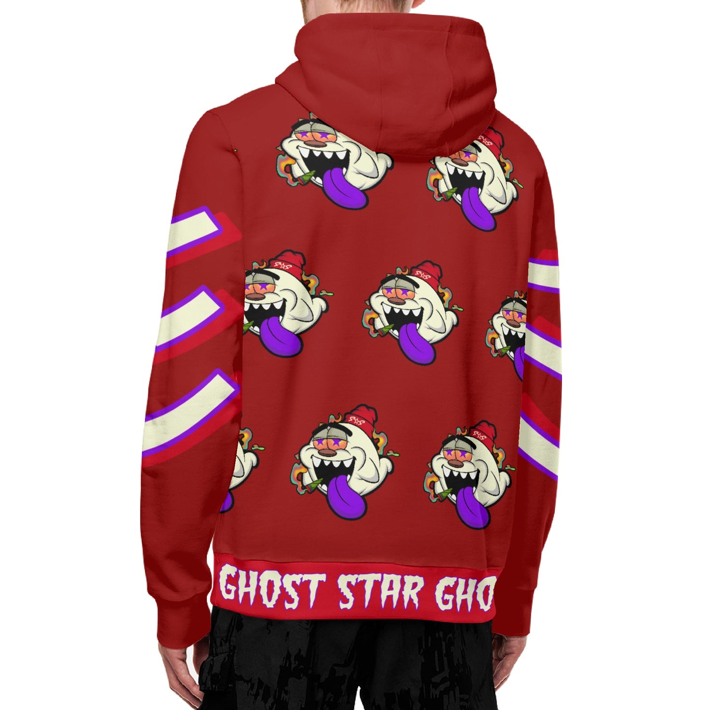 G.S.G Ghost Star Ghouls S.O.S Ghost Edition Maroon Adult Full Zip Turtleneck Hoodie Streetwear