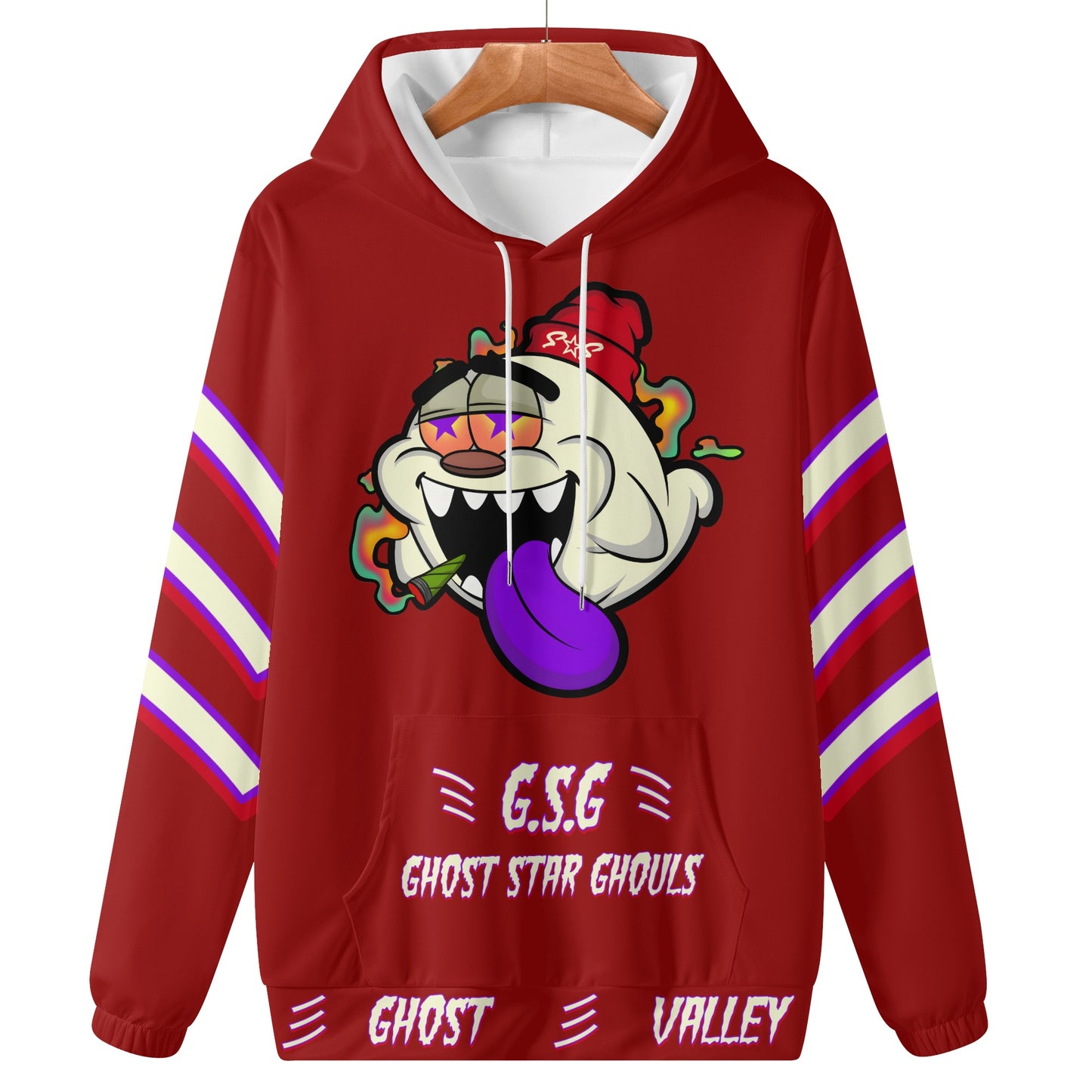 G.S.G Ghost Star Ghouls Mens Maroon Lightweight Hoodie