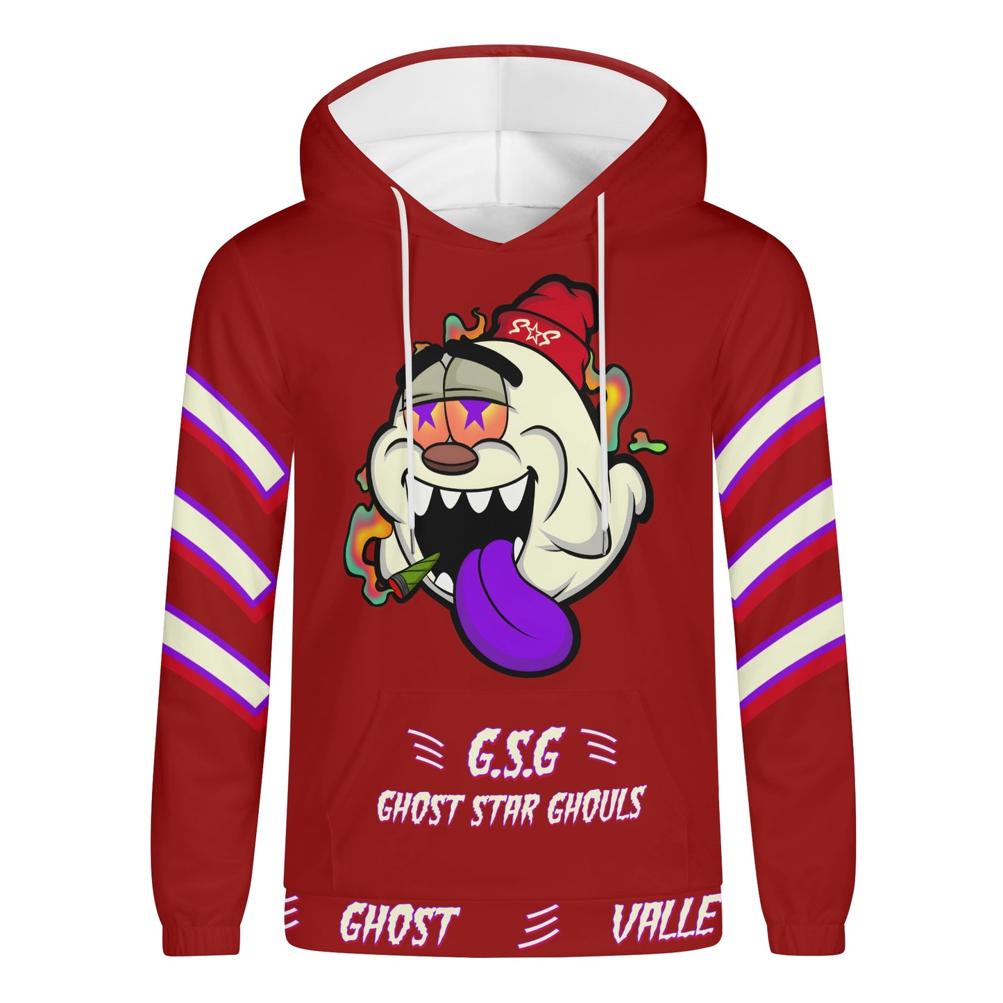 G.S.G Ghost Star Ghouls Mens Maroon Lightweight Hoodie