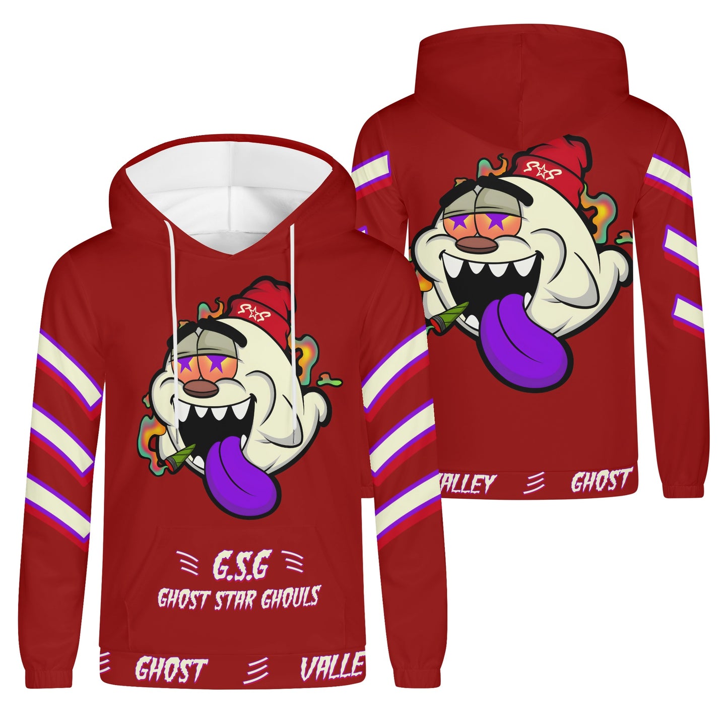 G.S.G Ghost Star Ghouls Mens Maroon Lightweight Hoodie