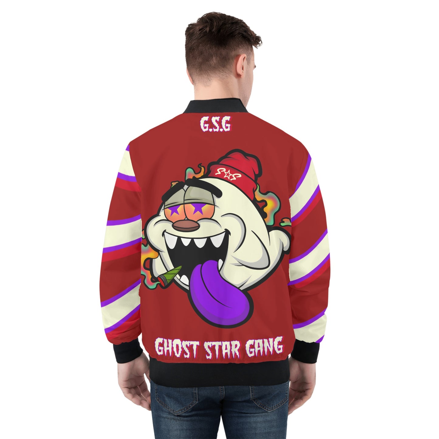 G.S.G Ghost Star Ghouls Mens Maroon Zip Up Jacket