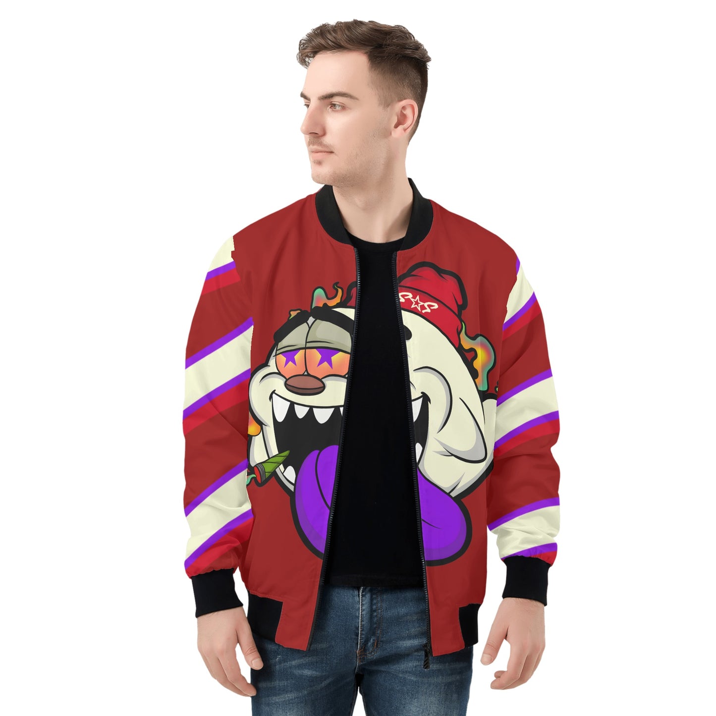 G.S.G Ghost Star Ghouls Mens Maroon Zip Up Jacket