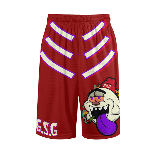 G.S.G Ghost Star Ghouls S.O.S Ghost Edition Mens Maroon Basketball Shorts