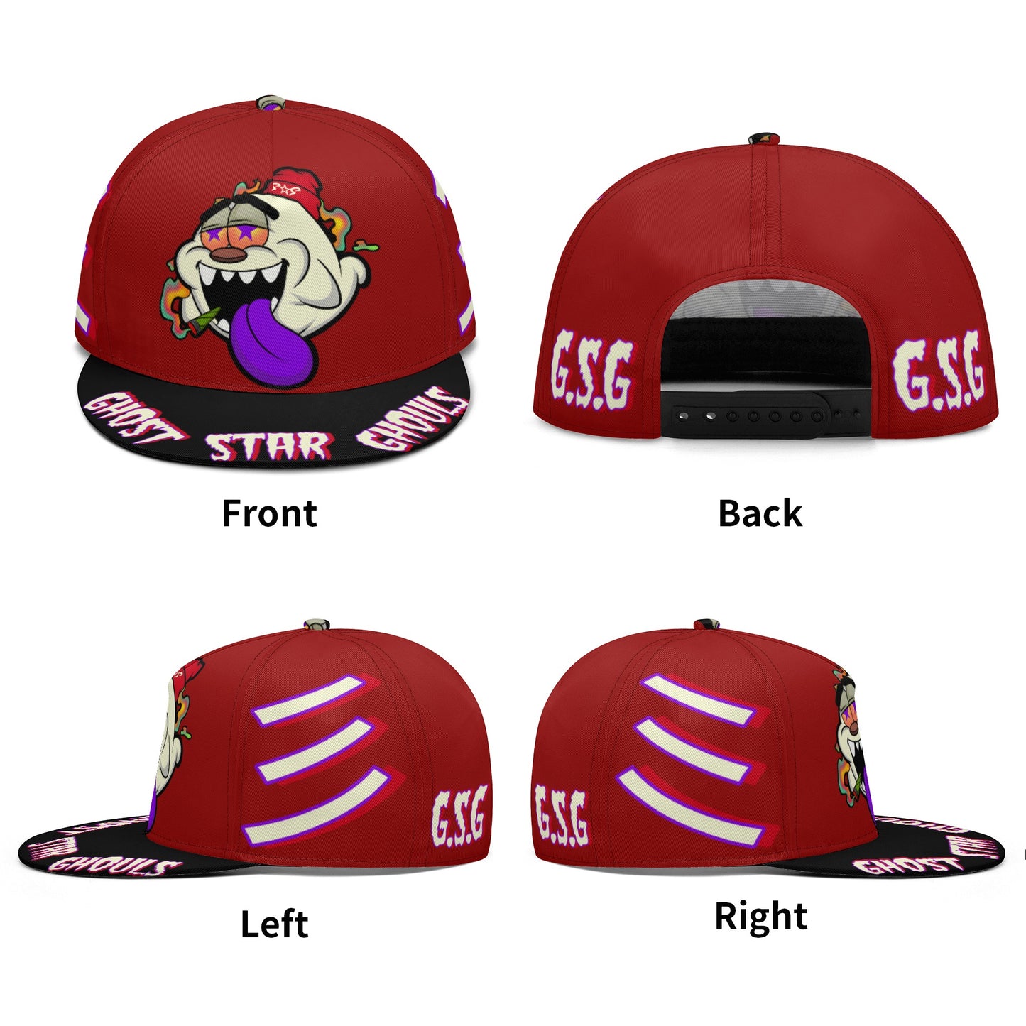 G.S.G Ghost Star Ghouls Maroon Snapbacks